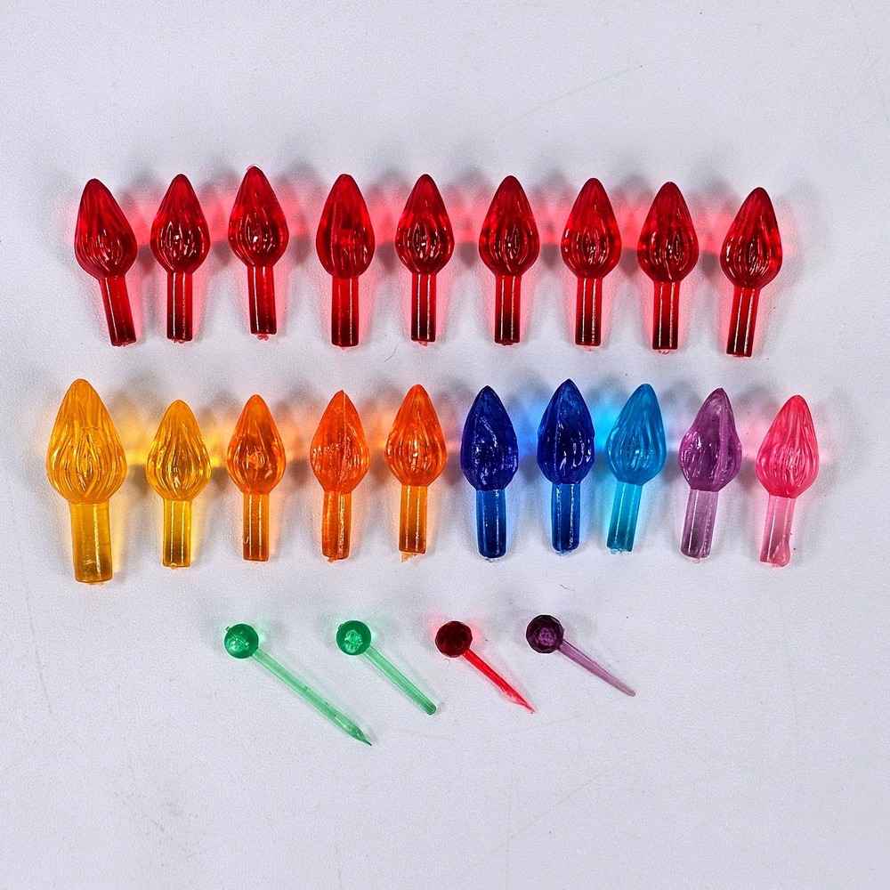 Vintage Ceramic Christmas Tree Replacement Bulbs Pegs Multi Color Lot of 23
